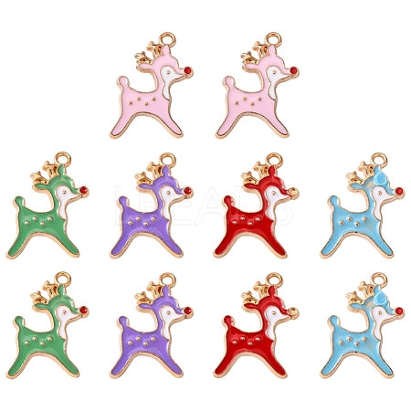 10Pcs 5 Colors Alloy Enamel Pendants ENAM-YW0002-08-1