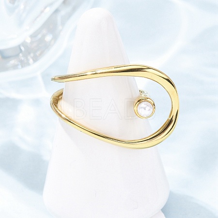 Opaque Acrylic Imitation Pearl Cuff Rings RJEW-P177-03E-G-1