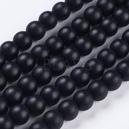 Synthetic Black Stone Beads Strands G-YW0001-19-1
