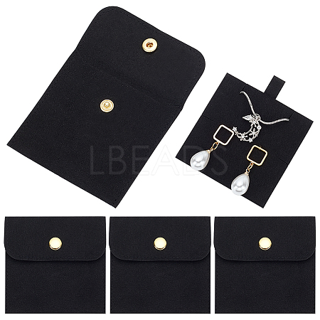 4 Sets Square Microfiber Packing Button Bags ABAG-WR0001-09C-1