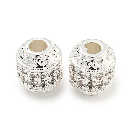 Rack Plating Brass Micro Pave Clear Cubic Zirconia Beads KK-L215-309S-1