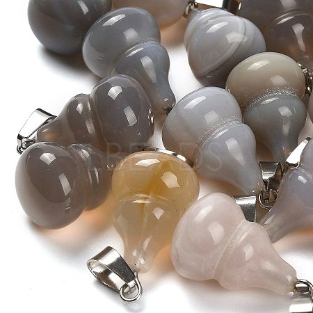 Natural Grey Agate Pendants G-B127-03P-19-1