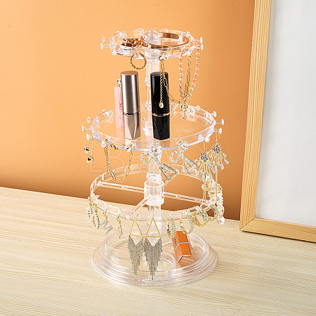 3-Tier Rotatable Round Acrylic Jewelry Display Tower with Tray PAAG-PW0011-04A-1