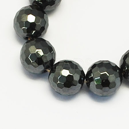 Non-magnetic Synthetic Hematite Beads Strands G-S084-12mm-1
