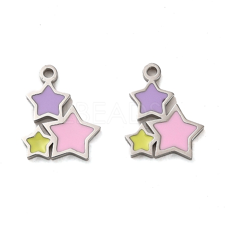 304 Stainless Steel Enamel  Charms STAS-L022-095P-1