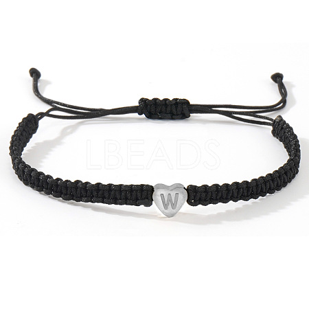 304 Stainless Steel Heart with Letter Bead Braided Bead Bracelets OO6447-51-1