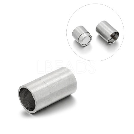 Tarnish Resistant Matte 304 Stainless Steel Column Magnetic Clasps with Glue-in Ends X-STAS-E089-03D-1