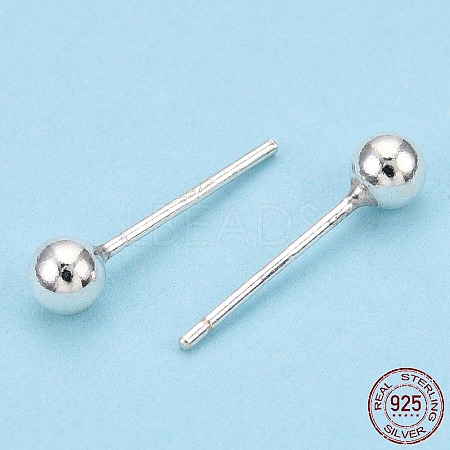 925 Sterling Silver Round Ball Stud Earrings STER-T005-01D-1