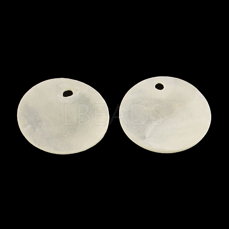 Flat Round Capiz Shell Pendants SSHEL-R035-06-1