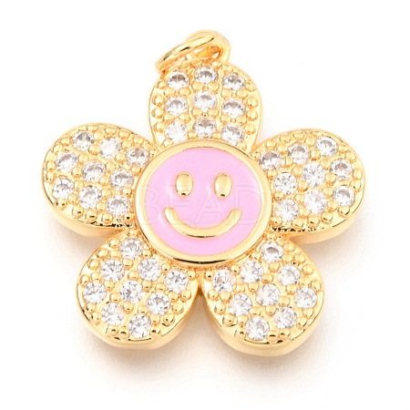 Brass Micro Pave Clear Cubic Zirconia Pendants KK-I683-05E-1