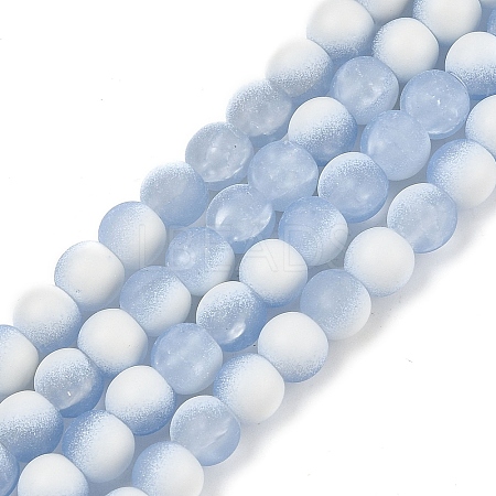 Frosted Crackle Glass Beads Strands GLAA-U001-6mm-M14-1
