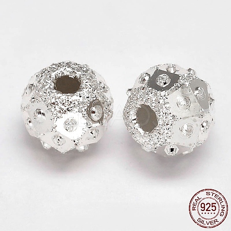 Fancy Cut Textured 925 Sterling Silver Round Beads STER-F012-14A-1