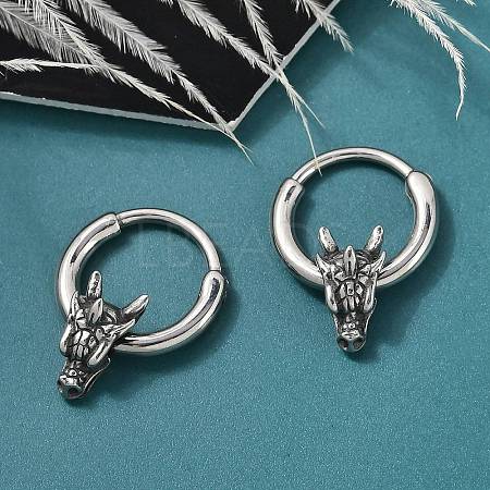 Dragon Head 316 Surgical Stainless Steel Hoop Earrings EJEW-G416-22AS-1