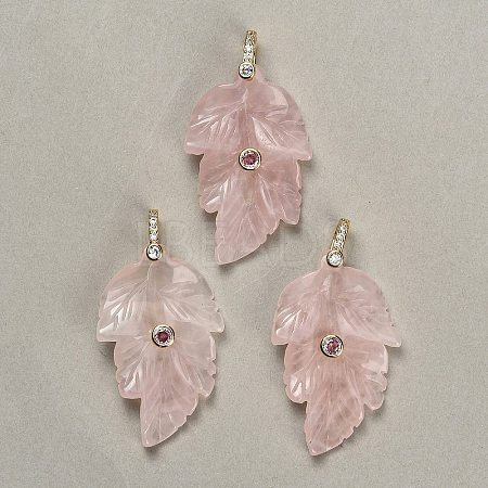 Natural Rose Quartz Pendants G-K372-06G-A05-1