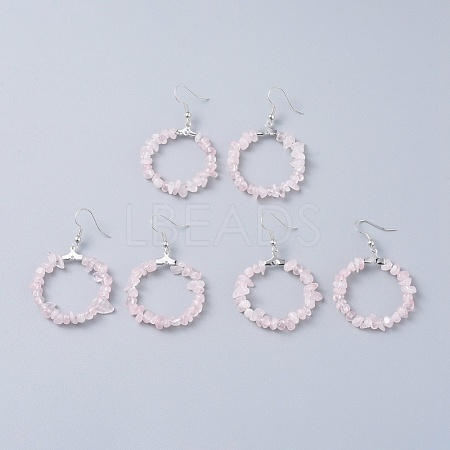 Natural Rose Quartz Dangle Earrings EJEW-E255-D18-1