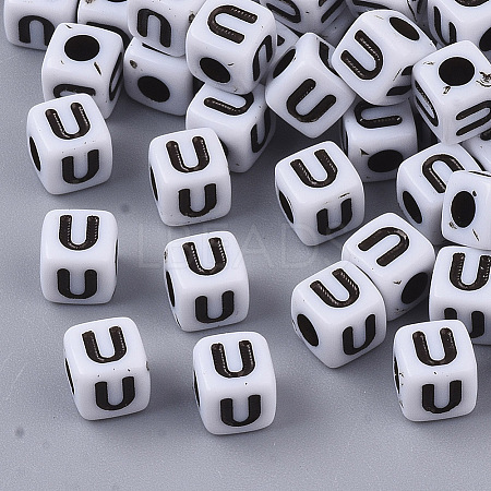 White Opaque Acrylic Beads X-MACR-R869-02U-1