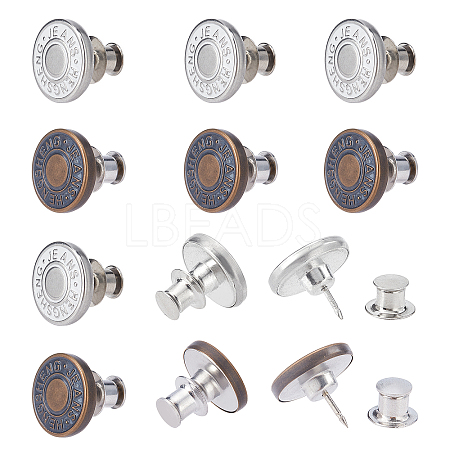  12 Sets 2 Style Iron & Zinc Alloy Button Pins for Jeans BUTT-NB0001-39-1