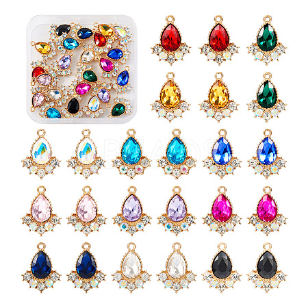 24Pcs 12 Colors Glass Rhinestone Pendants FIND-TA0001-90-1