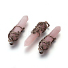 Natural Rose Quartz Pointed Pendants G-O164-02C-2