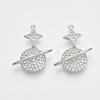 Brass Micro Pave Cubic Zirconia Pendants KK-T050-42P-NF-1