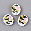 Hand Painted Tulip Flower Oval Porcelain Beads PORC-N012-11E-1