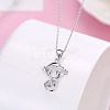 925 Sterling Silver Micro Pave Cubic Zirconia Pendant Necklaces BB34076-4