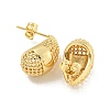 Teardrop Brass Pave Clear Cubic Zirconia Stud Earrings EJEW-M258-38G-2