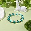 Lampwork Mushroom Beaded Stretch Bracelet for Women BJEW-JB08228-3