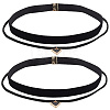 4Pcs 2Styles Alloy & Black Velvet Inverted Triangle Pendant Double Layer Choker Necklaces NJEW-WH20002-11B-1
