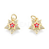 Brass Micro Pave Clear Cubic Zirconia Charms KK-N227-107C-2