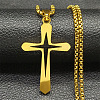 304 Stainless Steel Cross Pendant Necklaces NJEW-S007-01G-1