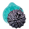 Flat Round with Skull & Sword Pendant Food Grade Silicone Molds DIY-M040-04-1