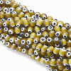 Handmade Evil Eye Lampwork Round Bead Strands LAMP-L055-8mm-02-1