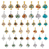 28Pcs 14 Styles Mixed Gemstone European Dangle Charms PALLOY-FH00023-1