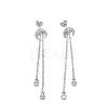 Brass Micro Pave Clear Cubic Zirconia Dangle Stud Earrings EJEW-K083-16P-1