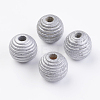 Spray Painted Natural Wood Beehive European Beads WOOD-Q030-77S-1