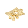 Brass Crystal Rhinestone Letter Links Connector Charms KK-S395-06G-E-2