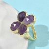 Natural Amethyst Faceted Adjustable Finger Rings for Women RJEW-A092-01G-11-3