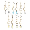 Moon & Star & Sun Brass Asymmetrical Earrings EJEW-JE05458-1