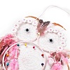 Owl Woven Web/Net with Feather Hanging Ornaments HJEW-G025-06-2