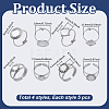 20Pcs 4 Styles 304/201 Stainless Steel Open Cuff Ring Findings STAS-ME0003-06-2
