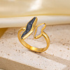 304 Stainless Steel Open Cuff Rings WG95F6F-02-2