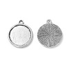 Tibetan Style Antique Silver Alloy Flat Round Pendant Cabochon Settings TIBEP-M022-29AS-2