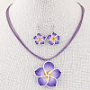 Flower Polymer Clay with Wax Cord Pendant Necklaces & Dangle Earrings Sets FS-WG2CAA9-03-1