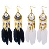 2Pairs 2 Colors Feather Chandelier Earrings EJEW-TA0001-81F-1