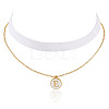Alloy Enamel Letter Pendant Single Face White Velvet Ribbon & Brass Chain Double Layered Choker Necklaces NJEW-TAC0034-2