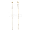 Natural Pearl Beaded Long Chain Dangle Stud Earrings EJEW-JE04932-2