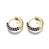 Brass Micro Pave Cubic Zirconia Huggie Hoop Earrings EJEW-R144-004B-NF-2