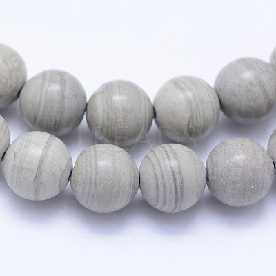 Natural Silver Line Jasper Beads Strands G-F531-6mm-O-1