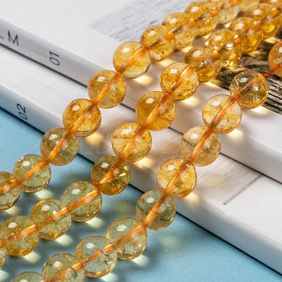 Natural Citrine Beads Strands G-E326-10mm-01-1